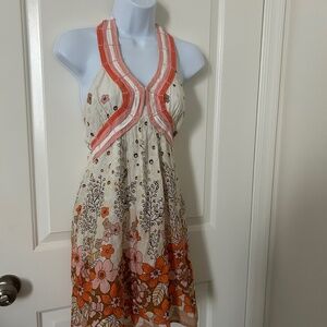 Halter Floral Tie back Dress size small